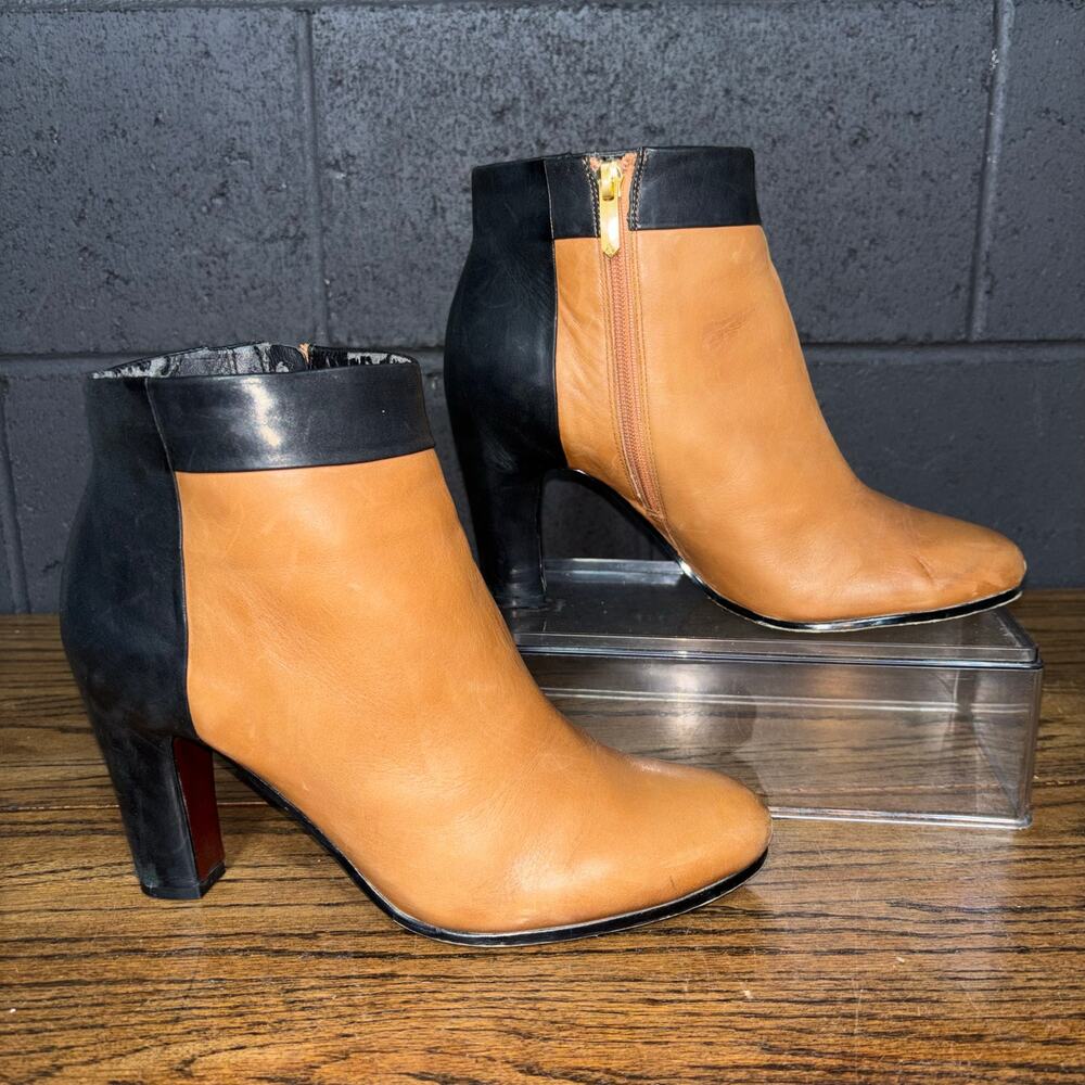 Sam Edelman Two-Tone Leather Ankle Boots Block Heel Women’s 9.5